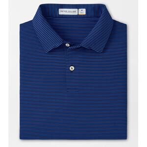 Peter Millar M Featherweight Melange Stripe Performance Polo Navy $115 NWT
